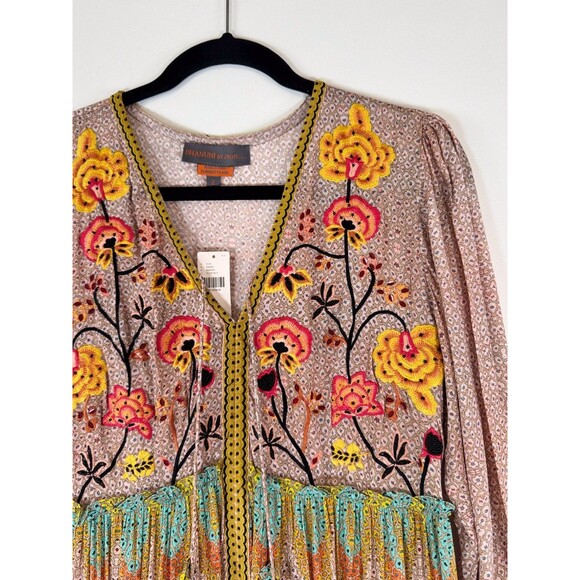 NWT Bhanuni by Jyoti Dress Pink Giorgia Maxi Floral V Neck Puffed Boho Size 2 - Picture 8 of 13